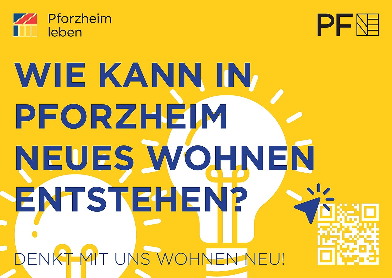 Postkarte, Denkt mit uns Wohnen neu. Wie kann in Pforzheim neues Wohnen entstehen? - copyright:Stadt Pforzheim, Planungsamt