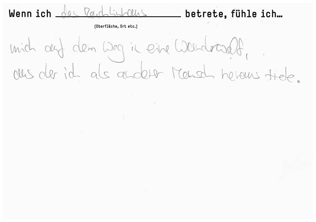 "Wenn ich ___ betrete, fühle ich ..."