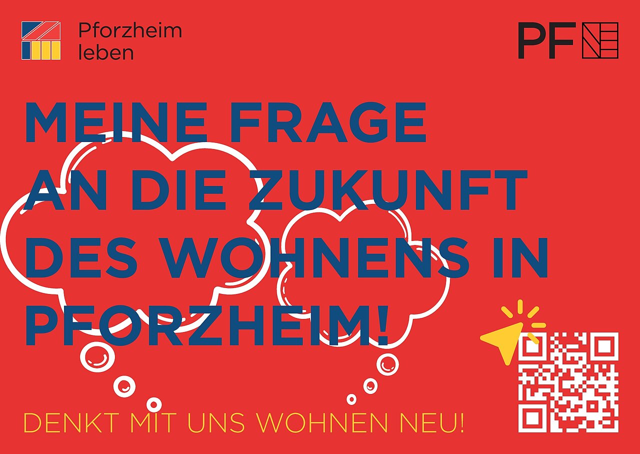 Postkarte, Denkt mit uns Wohnen neu. Meine Frage an die Zukunft des Wohnen in Pforzheim - copyright:Stadt Pforzheim, Planungsamt