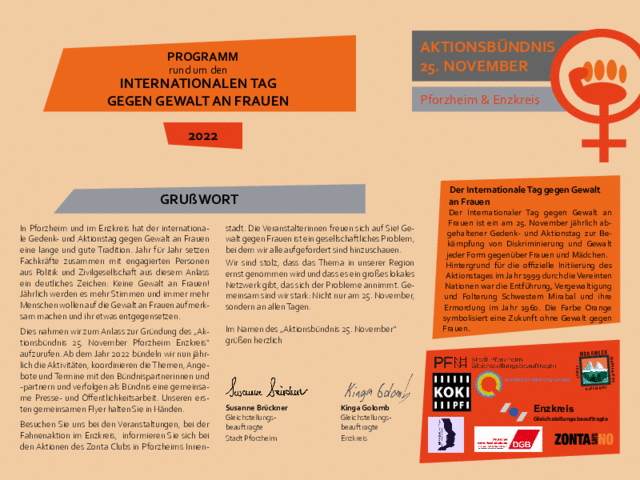 Programm Internationaler Tag gegen Gewalt an Frauen