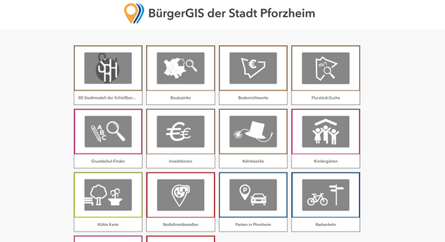 Screenshot der Startseite des BürgerGIS der Stadt Pforzheim. - copyright:Stadt Pforzheim
