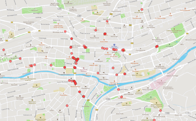 Kartenansicht: Unsicherheitsgefühl bei Autofahrer/-innen - copyright:Kartenausschnitt: OpenStreetMap / Grafische Bearbeitung: Kokonsult