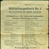  Flugblatt der NSDAP Kreisleitung Pforzheim vom 25.2.1945 aus dem Besitz eines ehemaligen französischen Zwangsarbeiters 