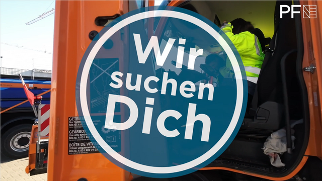 Filmstill: Video der Technischen Dienste, mit Logo "Wir suchen Dich" - copyright:Stadt Pforzheim