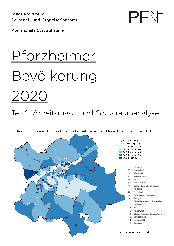 Publikation mit statistischen Tabellen zum Arbeitsmarkt und Sozialraum 2020