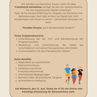 Mittig über dem Text ist das Pforzheim-Logo zu sehen. Links hält eine Hand eine französische Flagge, rechts eine deutsche Flagge. Der Flyer ist in beige, hellbraun gestaltet. Unten auf dem Flyer sind verschiedene Ballsportarten abgebildet. Ein Frauenumriss im Rückwärtssalto und ein Rollstuhlsportler sind ebenfalls abgebildet. - copyright:Stadt Pforzheim
