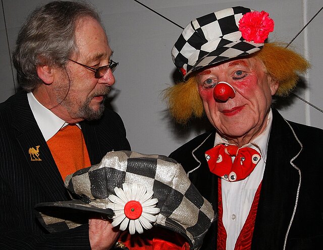 Fritz Falk with Oleg Popov in 2009, when the clown had another guest performance in Pforzheim
