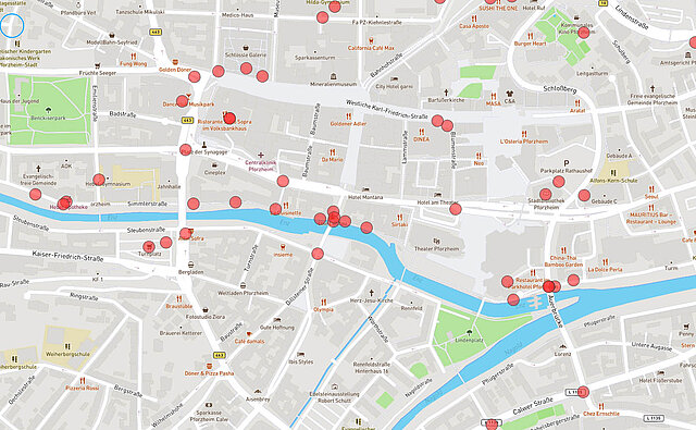 Kartenausschnitt: Mangelhafte Wegeinfrastruktur entlang der Enz (alle Verkehrsarten) - copyright:Kartenausschnitt: OpenStreetMap / Grafische Bearbeitung: Kokonsult