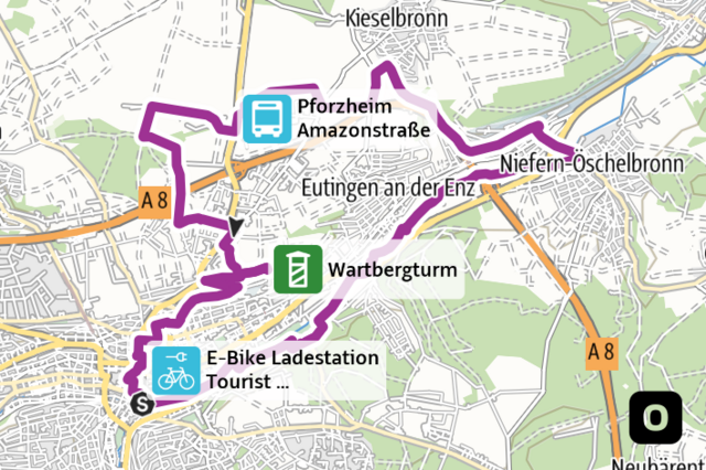 Minimap Die Enzrunde in den Nord-Osten Pforzheims 