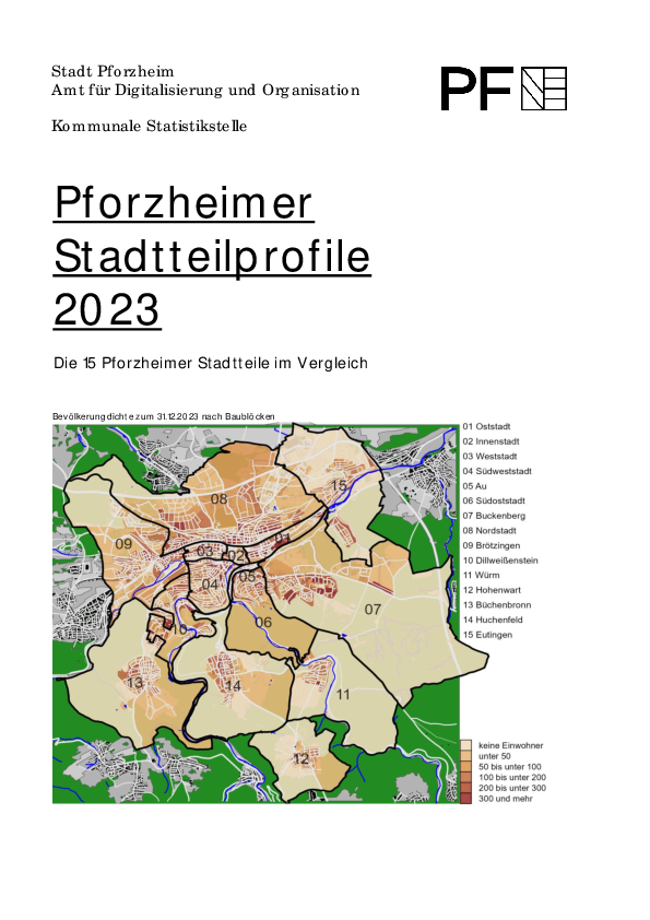 Publikation mit statistischen Tabellen zu den Stadtteilen 2023