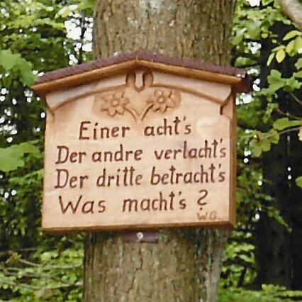 Holzschnitt "Der Eine acht´s, der Andere verlacht´s, der Dritte betracht´s, Was macht´s?"