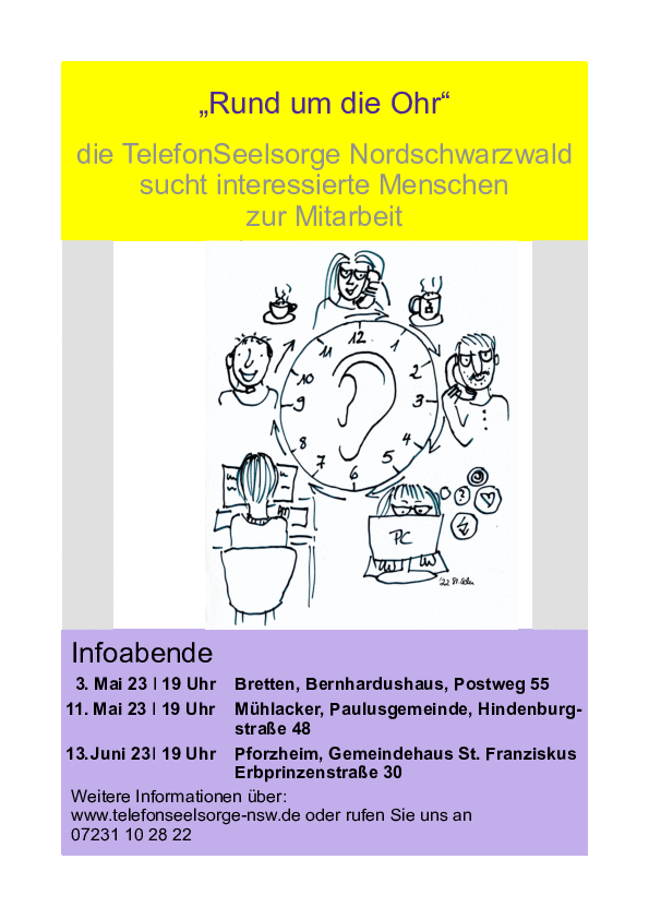 Infoabende für Mitarbeit bei der TelefonSeelsorge Nordschwarzwald