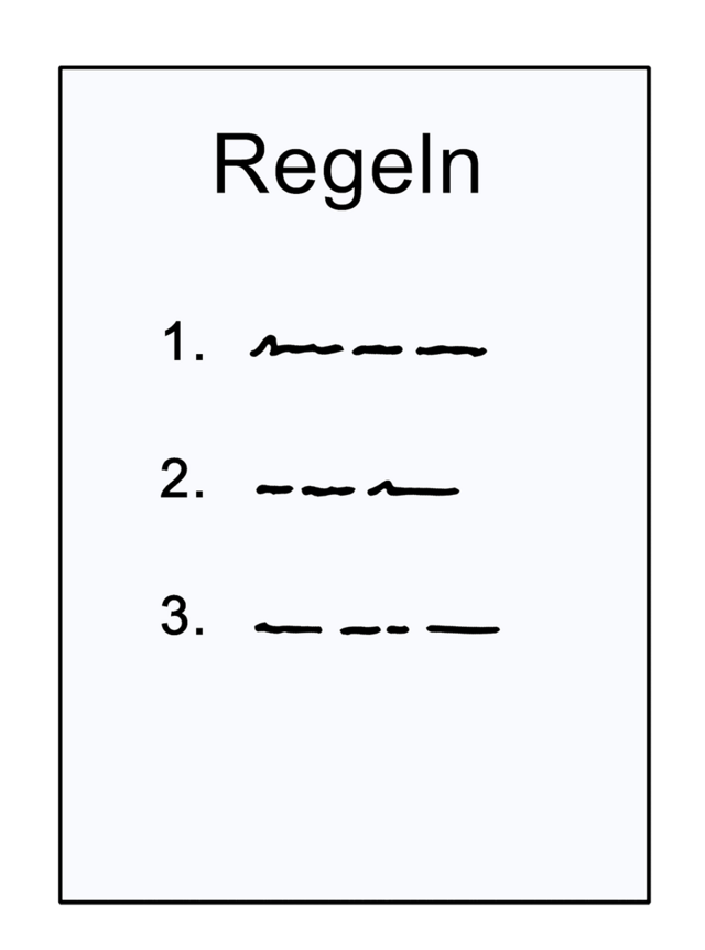 Illustration: Papier mit Aufzählung von Regeln. - copyright:Lebenshilfe für Menschen mit geistiger Behinderung Bremen e.V.