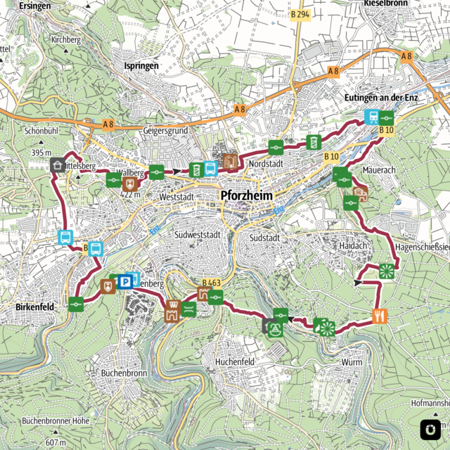 Minimap Stadtumrundung - Quelle: Outdooractive