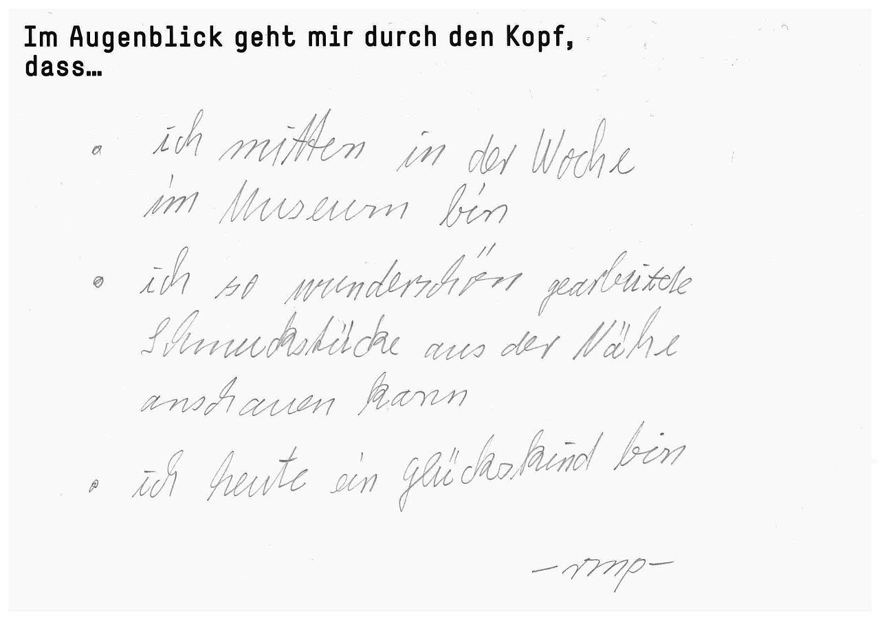 "Im Augenblick geht mir durch den Kopf, dass..."