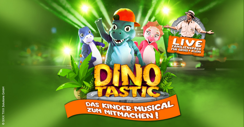 Werbeflyer für die Familien Dinosaurier Show Dinotastic im CongressCentrum Pforzheim 2027 - copyright: Stage Mosaic GmbH - Ersteller: Stage Mosaic GmbH