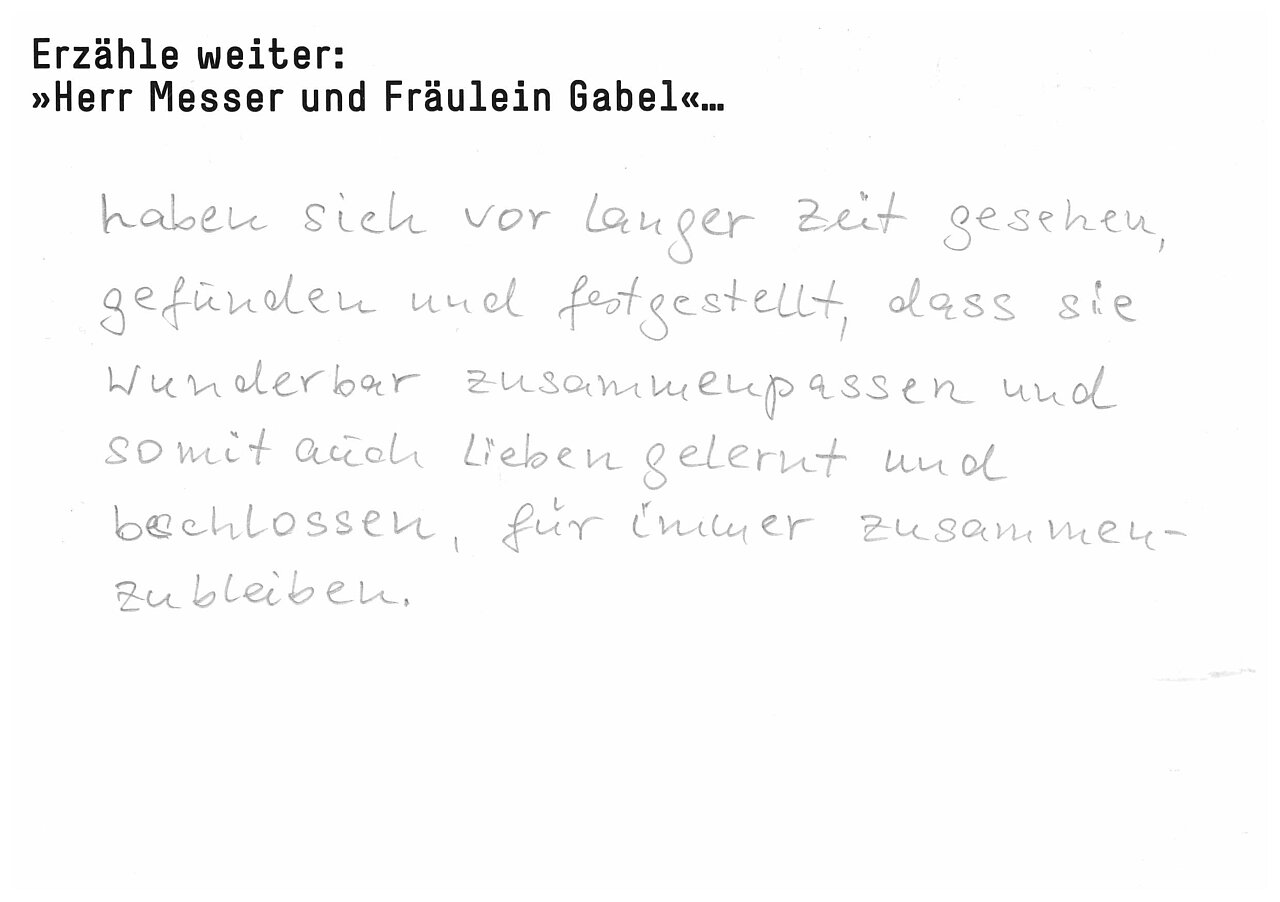 Erzähle weiter: "Herr Messer und Fräulein Gabel..."
