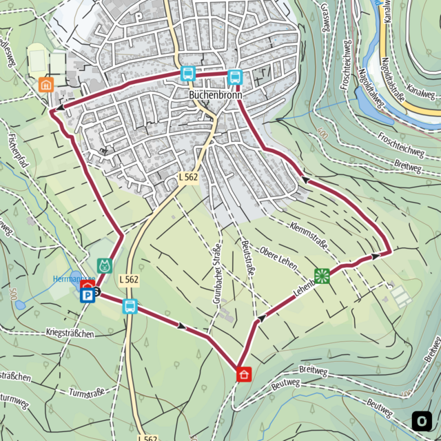 Minimap Rundum Büchenbronn - Quelle: Outdooractive