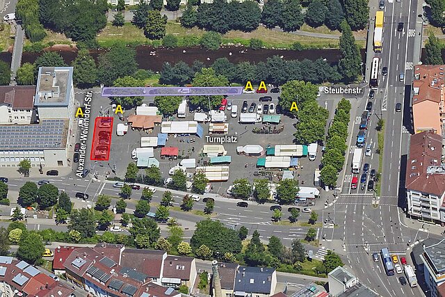 Parksituation am Turnplatz Schrägluftbild