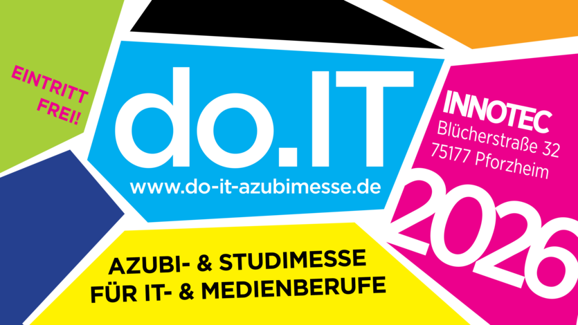 do.IT-Kachel bunt, Text: Azubi- und Studimesse für IT- und Medienberufe, im Innotec Pforzheim - copyright: WSP - Ersteller: WSP