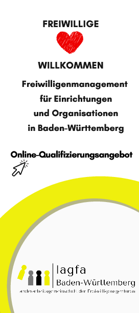 Flyer Online-Qualifizierungsangebot Freiwillige Willkommen