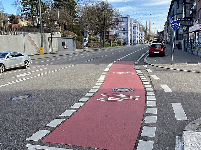 Fahrradspur in Pforzheim Fahrradspur in Pforzheim - copyright:Stadt Pforzheim