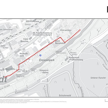 umleitung enztalradweg bei hohwiesenweg während fußball wm - copyright:Stadt Pforzheim