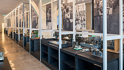 Die Uhrenabteilung im Technischen Museum Foto: Ausstellungsraum Uhrenabteilung im Technischen Museum
