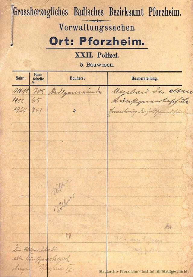 Dieses Bild zeigt die Bauakte der Goldschmiedeschule.