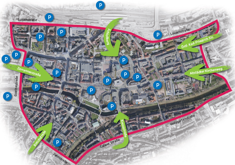 Bild: Parken in der City Pforzheims