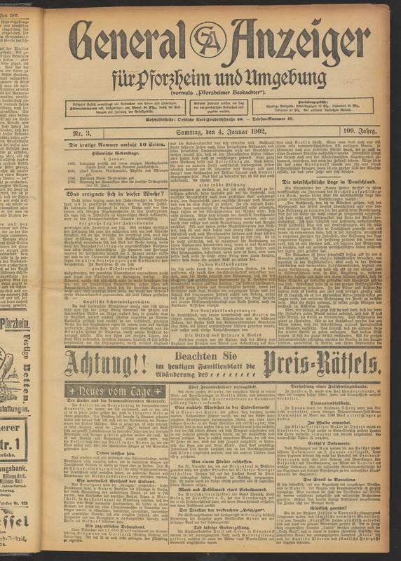General-Anzeiger für Pforzheim und Umgebung von 1902