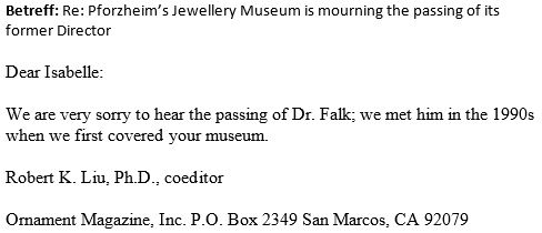 Letter of Condolence Robert K. Liu