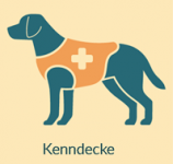 Illustration eines Assistenzhundes mit Kenndecke - copyright:Stadt Pforzheim