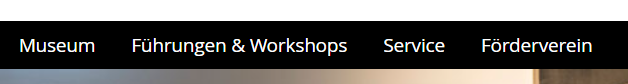 Screenshot: Hauptmenü der Internet-Seite vom Technischen Museum Pforzheim